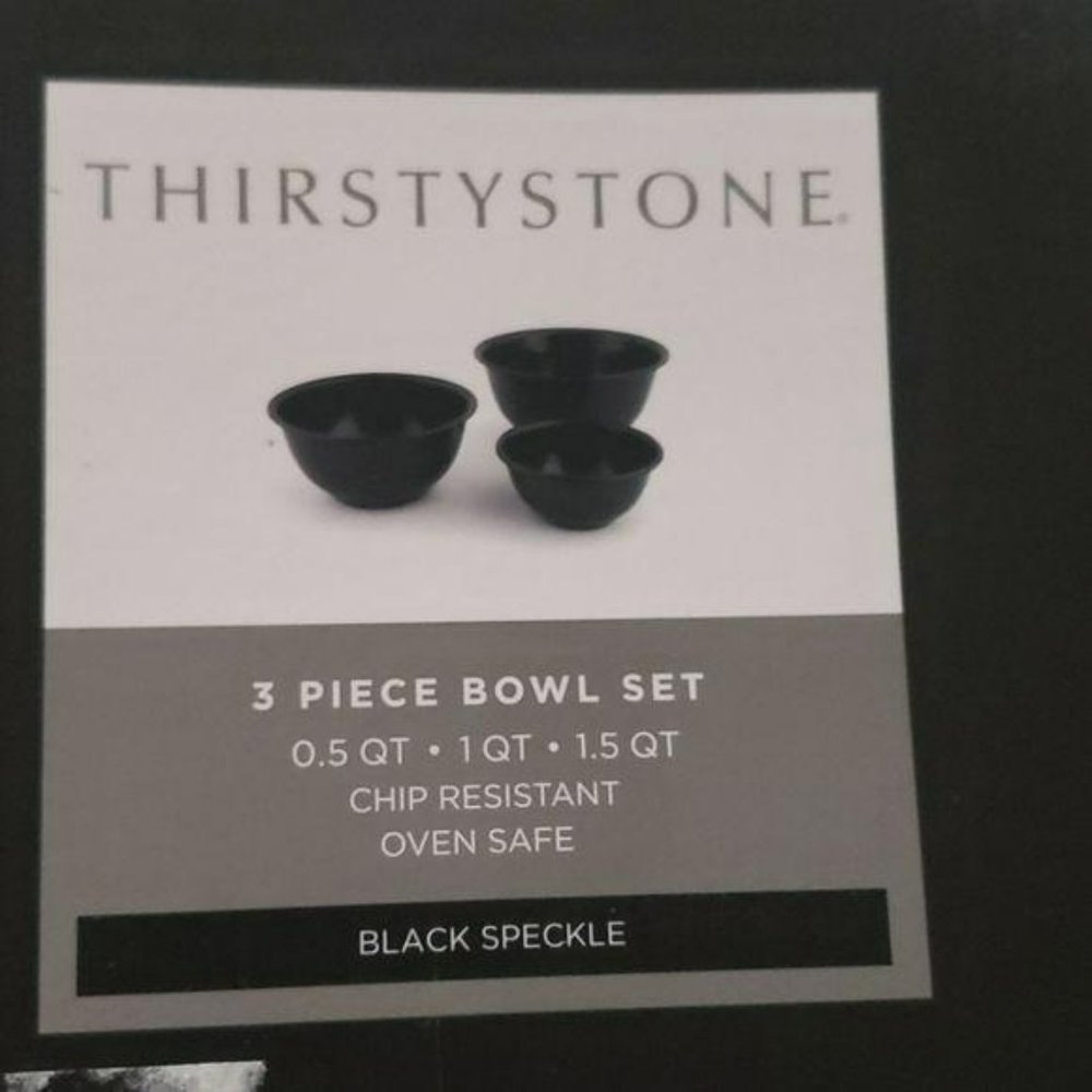 ThirstyStone‎ Black Speckled 3 Piece Bowl Set bakin